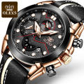 2020 OLEVS 9903 hommes Sport montre-bracelet militaire en cuir analogique armée tenue décontractée montre pour homme grand cadran numérique montre à Quartz